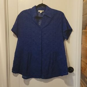 Beautiful blue button-down short sleeve shirt